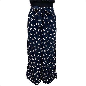 NEW FRNCH Cherry Print Wide Leg Trouser Pants Size Small